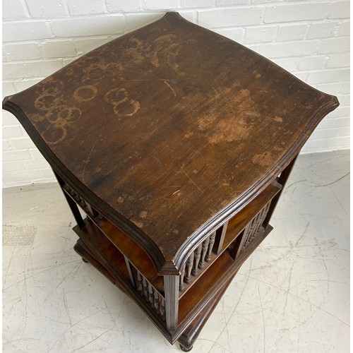 430 - AN EDWARDIAN MAHOGANY TWO TIER REVOLVING BOOKCASE, 

84cm x 60cm x 60cm