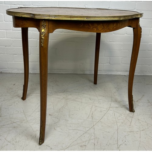 514 - AN ITALIAN OCCASIONAL TABLE WITH MARQUETRY INLAY, 

On four slender legs

82cm x 65cm x 55cm