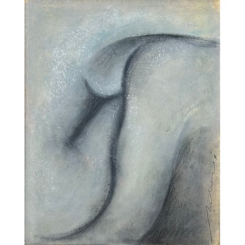 242 - AN OIL ON BOARD PAINTING DEPICTING AN ABSTRACT COMPOSITION OF A NUDE FIGURE, 

48cm x 38cm 
62cm x 5... 