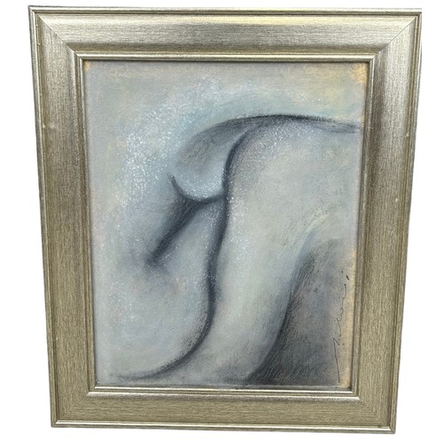 242 - AN OIL ON BOARD PAINTING DEPICTING AN ABSTRACT COMPOSITION OF A NUDE FIGURE, 

48cm x 38cm 
62cm x 5... 