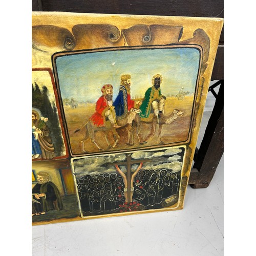 241 - (KELLA BOZZOLI: AN OIL ON CANVAS PAINTING DEPICTING THE NATIVITY, 

90cm x 60cm