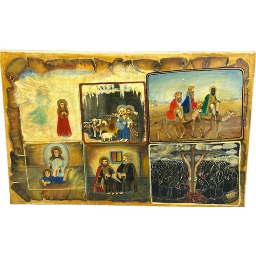 241 - (KELLA BOZZOLI: AN OIL ON CANVAS PAINTING DEPICTING THE NATIVITY, 

90cm x 60cm