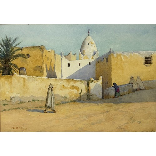 277 - ADOLF CAMPBELL MEYER (1866-1919): A PAIR OF WATERCOLOUR PAINTINGS ON PAPER 'ARAB DESERT VILLAGE SCEN... 