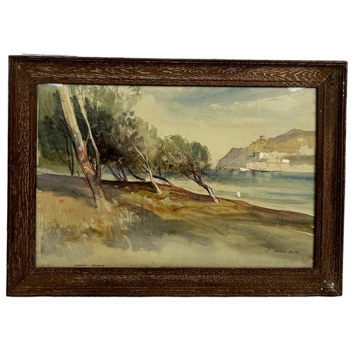 275 - JOHN BARRIE HASTE (1931-2011) A WATERCOLOUR PAINTING ON PAPER 'SEASIDE VIEW OF HYDRA', 

49cm x 32cm... 