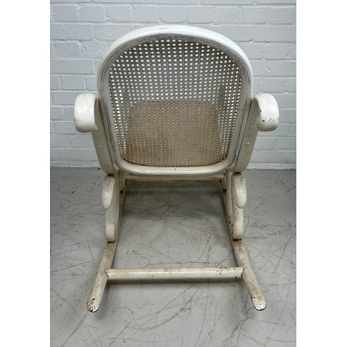 498 - A BENTWOOD ROCKING CHAIR, WHITE PAINTED, 

90cm x 80cm x 44cm