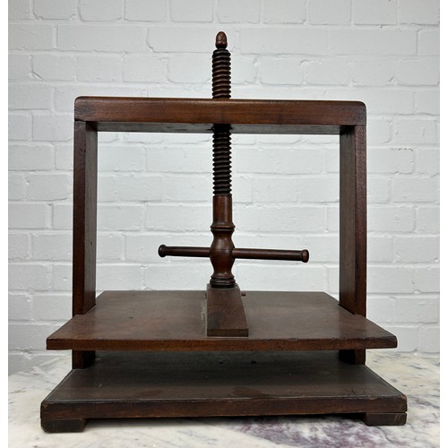 463 - A 19TH CENTURY OAK BOOK PRESS,

45cm x 27cm