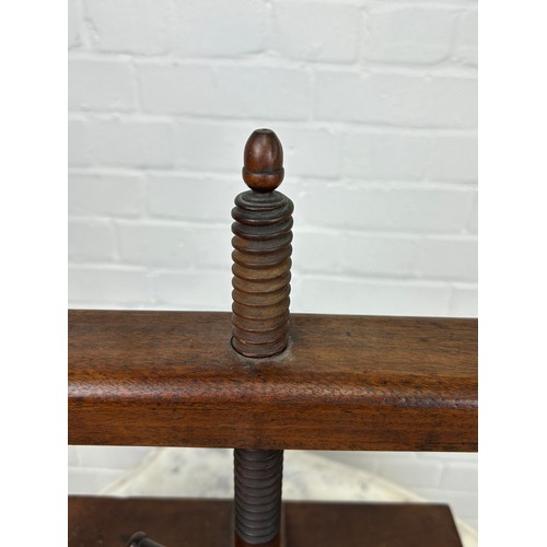 463 - A 19TH CENTURY OAK BOOK PRESS,

45cm x 27cm