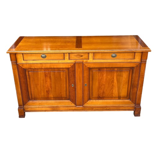 509 - A LARGE CHERRYWOOD SIDEBOARD, 

Two drawers over two swing doors, with shelves. 

165cm x 98cm x 52c... 