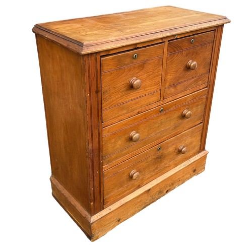 447 - AN ANTIQUE PINE CHEST OF DRAWERS, 

Two short over two long drawers.

95cm x 86cm x 40cm