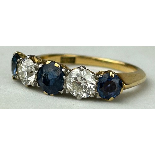 179 - AN 18CT GOLD DIAMOND AND SAPPHIRE RING CIRCA 1907,

Weight: 4.2gms