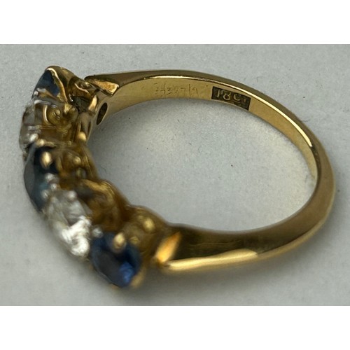 179 - AN 18CT GOLD DIAMOND AND SAPPHIRE RING CIRCA 1907,

Weight: 4.2gms