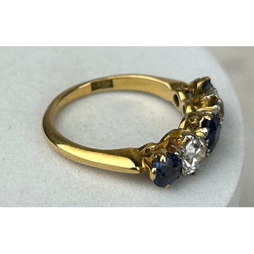 179 - AN 18CT GOLD DIAMOND AND SAPPHIRE RING CIRCA 1907,

Weight: 4.2gms