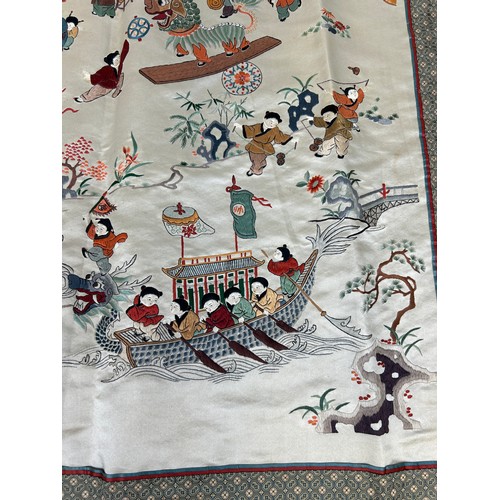 106 - A LARGE CHINESE SILK EMBROIDERY 20TH CENTURY '100 BOYS', 

145cm x 90cm