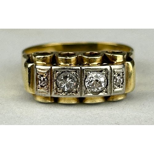 189 - A 14CT GOLD RING SET WITH CLEAR STONES,

Weight: 4.8gms