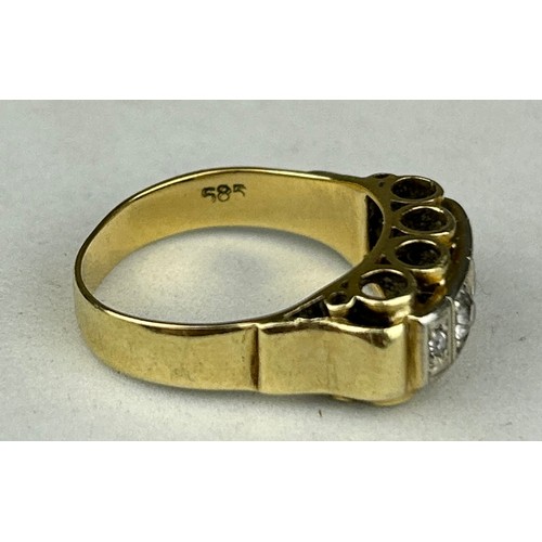 189 - A 14CT GOLD RING SET WITH CLEAR STONES,

Weight: 4.8gms