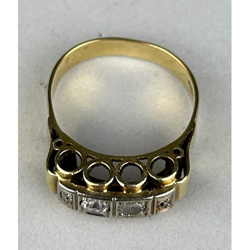 189 - A 14CT GOLD RING SET WITH CLEAR STONES,

Weight: 4.8gms