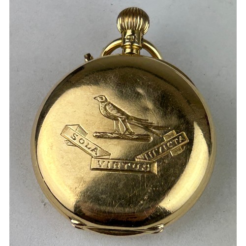 180 - AN 18CT GOLD POCKET WATCH LABELLED 'MANOAH RHODES AND SONS', 

Weight: 32gms