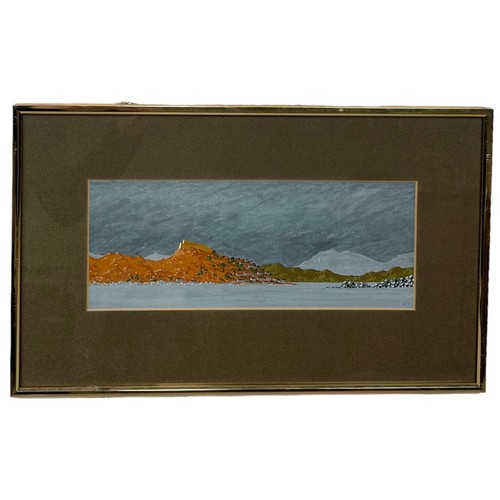 273 - CONTINENTAL SCHOOL: A GOACHE ON PAPER 'SEASCAPE WITH CASTLE AND TOWN BY THE SHORE', 

30cm x 12cm

M... 