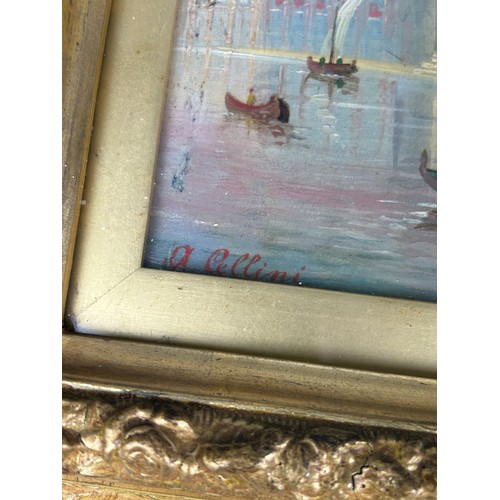 202 - AN OIL ON CANVAS PAINTING DEPICTING A VENETIAN CANAL SCENE SIGNED 'A.CELLINI',

38cm x 24.5cm 

Moun... 