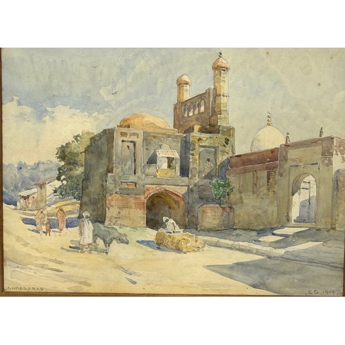 281 - ERNEST GEORGE (1839-1922): A 19TH CENTURY WATERCOLOUR PAINTING ON PAPER 'AHMEDABAD': AN INDIAN VIEW ... 