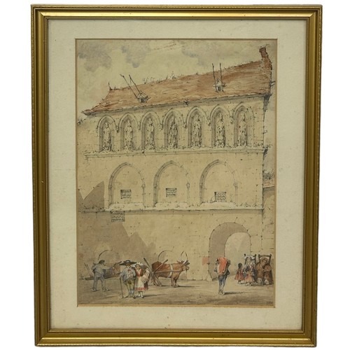 312 - WILLIAM FROME SMALLWOOD (1806-1834): A  WATERCOLOUR PAINTING ON PAPER 'FRENCH AIX LA CHAPELLE'

Sign... 