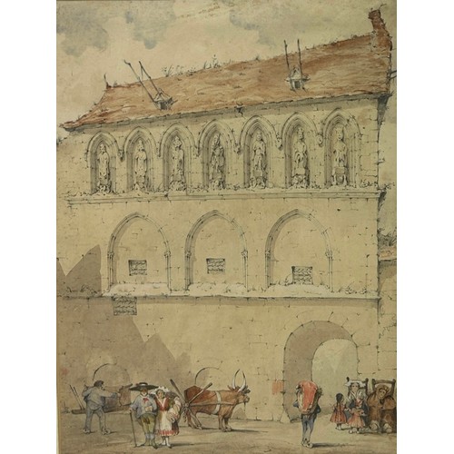 312 - WILLIAM FROME SMALLWOOD (1806-1834): A  WATERCOLOUR PAINTING ON PAPER 'FRENCH AIX LA CHAPELLE'

Sign... 