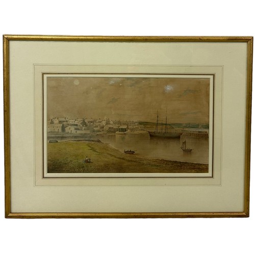 315 - A 19TH CENTURY WATERCOLOUR PAINTING ON PAPER DEPICTING AN ESTUARY SCENE, 

Signed 'R.P. Herdman' and... 