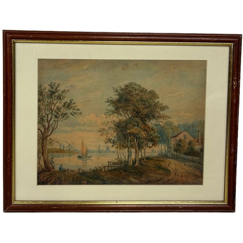 294 - JOHN VARLEY SENIOR (1778-1842): A WATERCOLOUR PAINTING ON PAPER INSCRIBED ISLEWORTH RIVER SCENE BY T... 