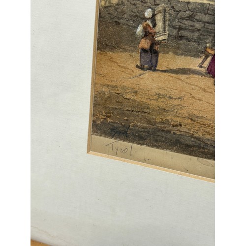 284 - A 19TH CENTURY WATERCOLOUR PAINTING ON PAPER DEPICTING A TYROLEAN VILLAGE SCENE WITH LOCAL FOLK, 

3... 