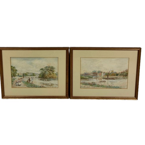 285 - WALTER DUNCAN: A PAIR OF WATERCOLOUR PAINTINGS ON PAPAER DEPICTING VIEWS OF RICHMOND RIVER SIDE AND ... 