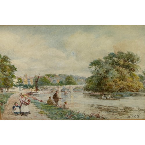 285 - WALTER DUNCAN: A PAIR OF WATERCOLOUR PAINTINGS ON PAPAER DEPICTING VIEWS OF RICHMOND RIVER SIDE AND ... 