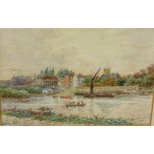 285 - WALTER DUNCAN: A PAIR OF WATERCOLOUR PAINTINGS ON PAPAER DEPICTING VIEWS OF RICHMOND RIVER SIDE AND ... 