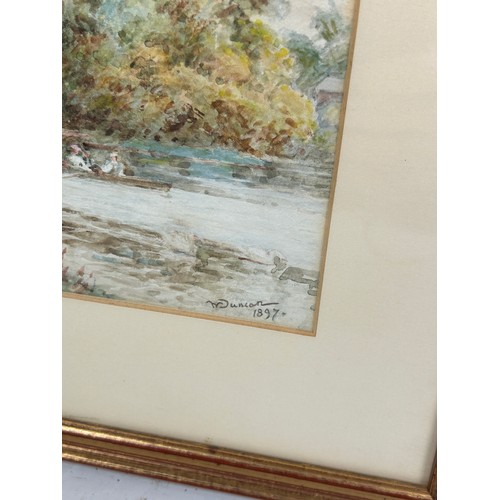 285 - WALTER DUNCAN: A PAIR OF WATERCOLOUR PAINTINGS ON PAPAER DEPICTING VIEWS OF RICHMOND RIVER SIDE AND ... 