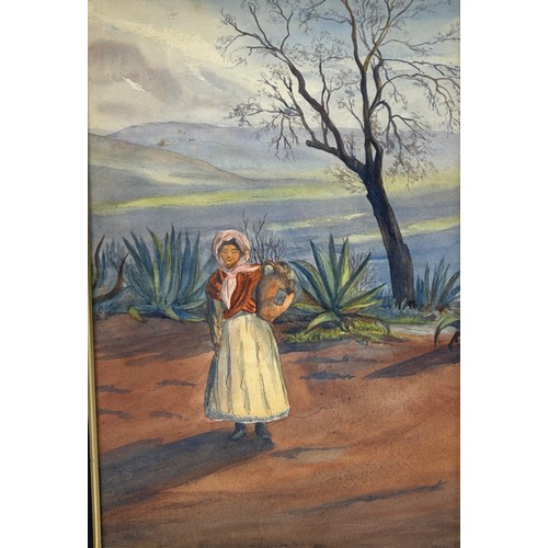 314 - ISOBEL VIOLET BANKS: A SIGNED SET OF THREE WATERCOLOUR PAINTINGS ON PAPER DEPICTING SPANISH SUBJECTS... 