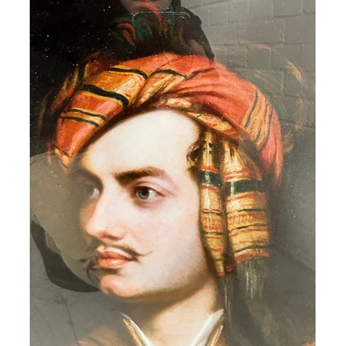 394 - A VERY FINE LITHOGRAPHIC PRINT OF LORD BYRON IN AN ALBANIAN OR GREEK DRESS, 

61cm x 60cm

Mounted i... 