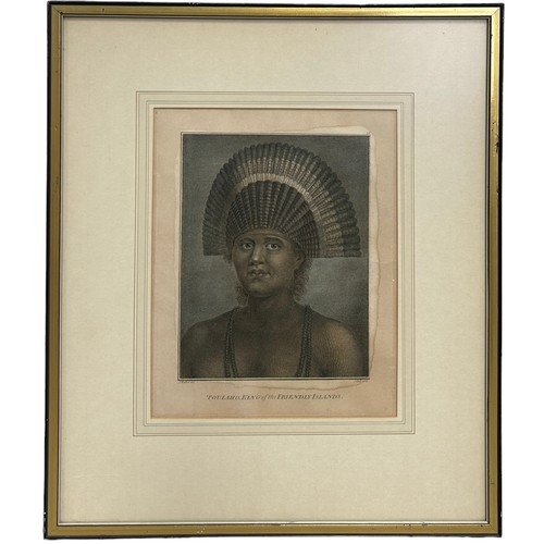 359 - TOPOGRAPHICAL INTEREST: 'POULAHO, KING OF THE FRIENDLY ISLANDS', BY J WEBBER CIRCA 1785,

Original f... 