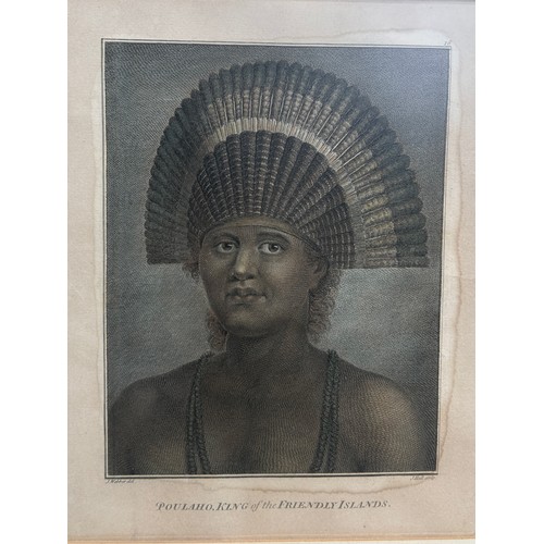 359 - TOPOGRAPHICAL INTEREST: 'POULAHO, KING OF THE FRIENDLY ISLANDS', BY J WEBBER CIRCA 1785,

Original f... 