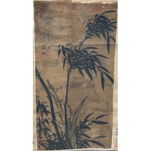 1 - AFTER SU SHI (SU DONGPO) (1037-1101)  : A PAINTING ON SCROLL DEPICTING BAMBOO STALKS WITH WRITING AF... 