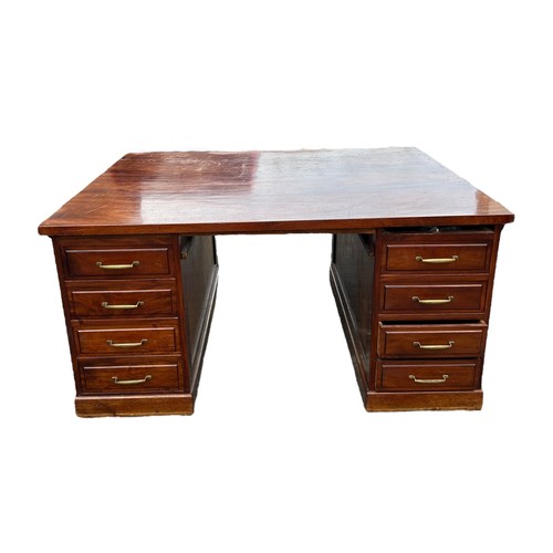 416 - A LARGE PARTNERS DESK,

159cm x 130cm x 78cm