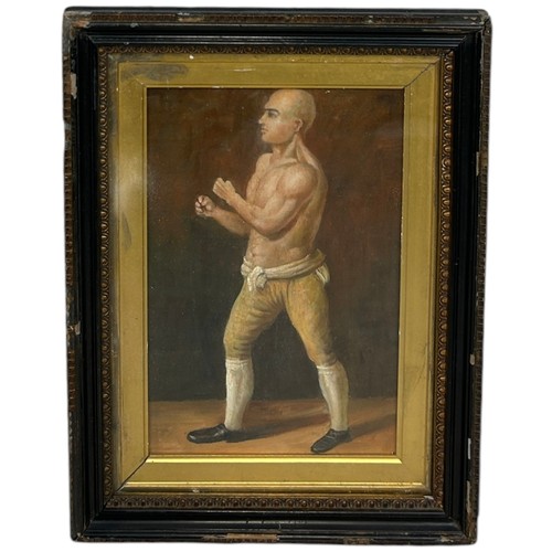 203 - A 19TH CENTURY OIL ON CANVAS PAINTING DEPICTING THE FAMOUS PUGILIST GEORGE 'COACHMAN' STEVENSON, 

2... 