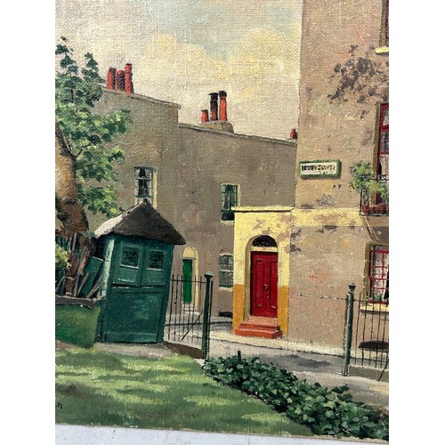 344A - AN OIL ON BOARD PAINTING DEPICTING A HOUSE IN LONDON, 

Signed Marjorie Croft. 

36cm x 26cm