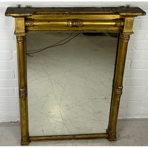 438 - A REGENCY GILT WOOD WALL MIRROR, 

93cm x 72cm

Classical columns with floral capitals.