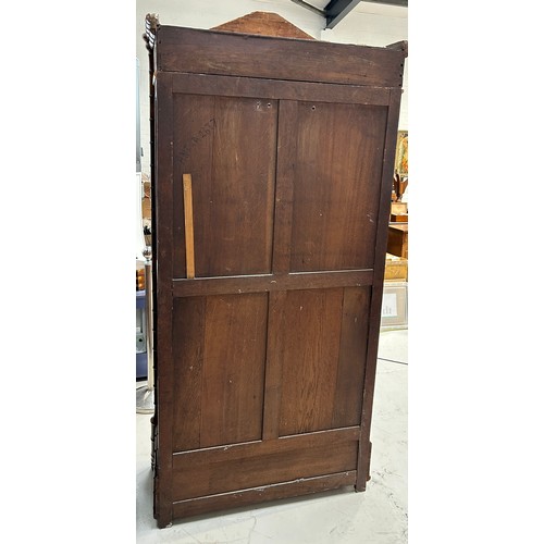 420 - A 19TH CENTURY FRENCH FAUX BAMBOO WARDROBE,

223cm x 100cm x 42cm