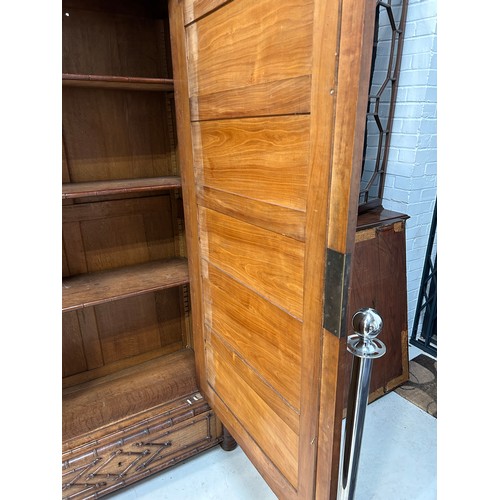 420 - A 19TH CENTURY FRENCH FAUX BAMBOO WARDROBE,

223cm x 100cm x 42cm