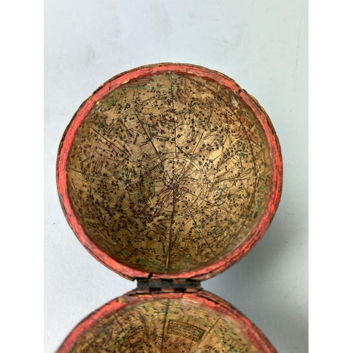 110B - POCKET GLOBE: A CORRECT POCKET GLOBE WITH NEW INSTALLATIONS BY HALLEY AND CO CIRCA LATE 18TH CENTURY... 