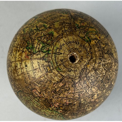 110B - POCKET GLOBE: A CORRECT POCKET GLOBE WITH NEW INSTALLATIONS BY HALLEY AND CO CIRCA LATE 18TH CENTURY... 