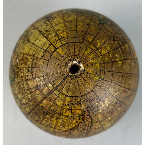 110B - POCKET GLOBE: A CORRECT POCKET GLOBE WITH NEW INSTALLATIONS BY HALLEY AND CO CIRCA LATE 18TH CENTURY... 