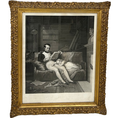 383 - A 19TH CENTURY PRINT DEPICTING NAPOLEON BONAPARTE (1769-1821) AND HIS DAUGHTER, 

75cm x 60cm

Mount... 