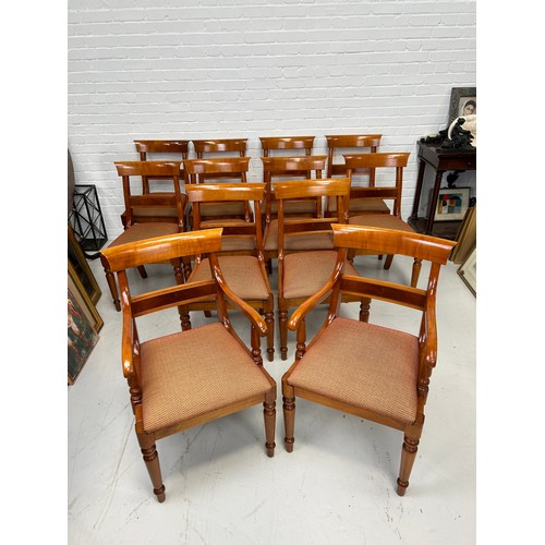 493 - A CHARLES BARR CHERRYWOOD DINING TABLE AND TWELVE CHAIRS, 

Dining table 163cm x 116cm x 76cm 
Leave... 