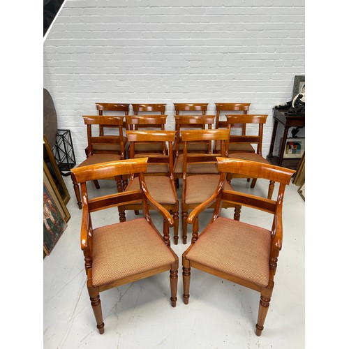 493 - A CHARLES BARR CHERRYWOOD DINING TABLE AND TWELVE CHAIRS, 

Dining table 163cm x 116cm x 76cm 
Leave... 